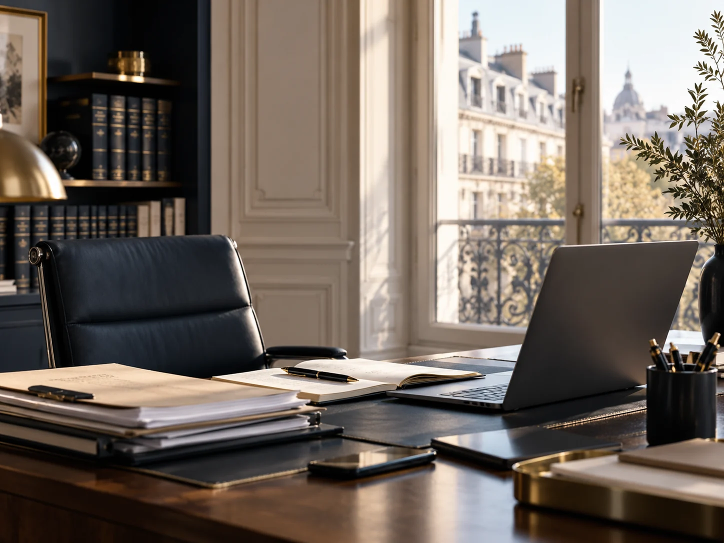 Bureau de travail et dossiers, illustration d'ambiance